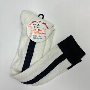 Vintage 80s All-Star Knitwear Stirrup Socks Sz 9-11 NWT Deadstock Navy Stripe